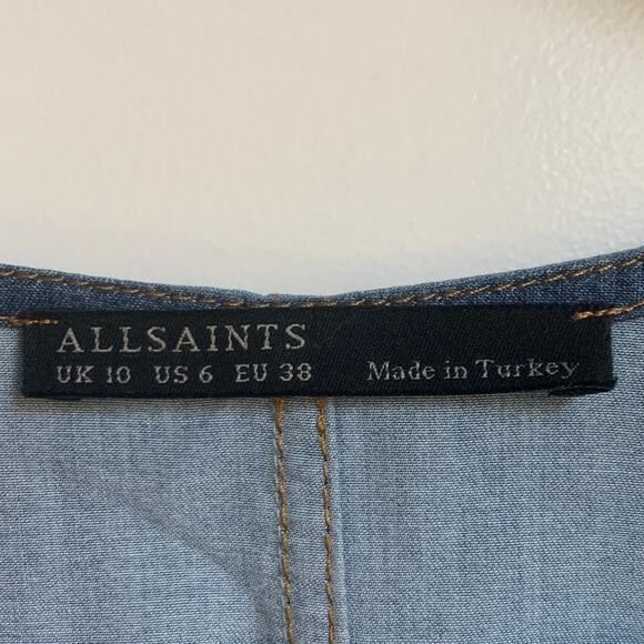ALLSAINTS Kinney Dress‎ Blue Chambray Denim - Picture 4 of 6